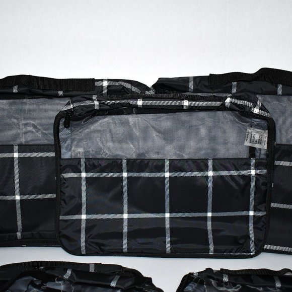Thirty One  Packing Cube Deluxe Set  in  Black Windowpane Plaid  Set of 5 NWT - Picture 4 of 8